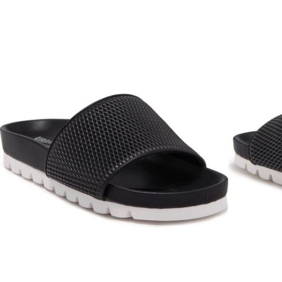 Urban Sport By J/Slides Textured Leather Slide Sandal Size 10 new with box Black - Picture 5 of 7